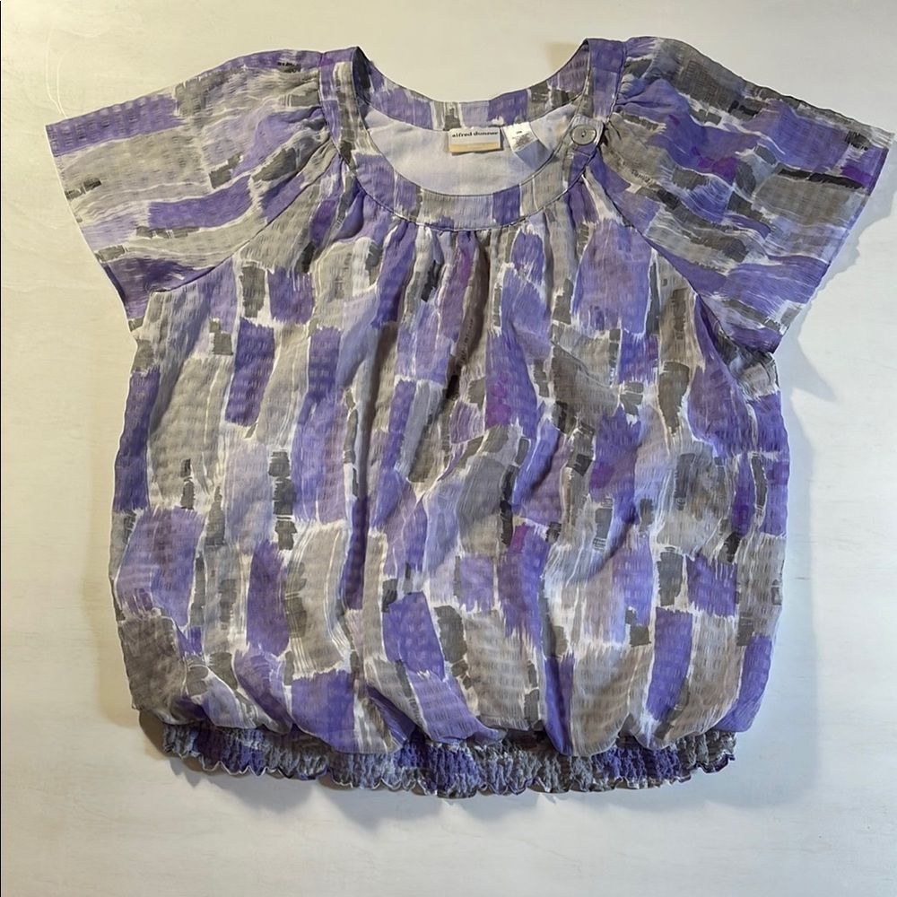 Alfred Dunner Women’s Blouse Size 24W Purple Abstract Print Bubble Hem Plus Size